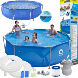 14in1 didelis sodo baseinas ant apvalaus karkaso, 305cm, xxl komplektas sklypui