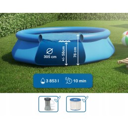 Intex sodo išsiplėtimo baseinas su filtro siurbliu, 305x76, pripučiamas kamuolys