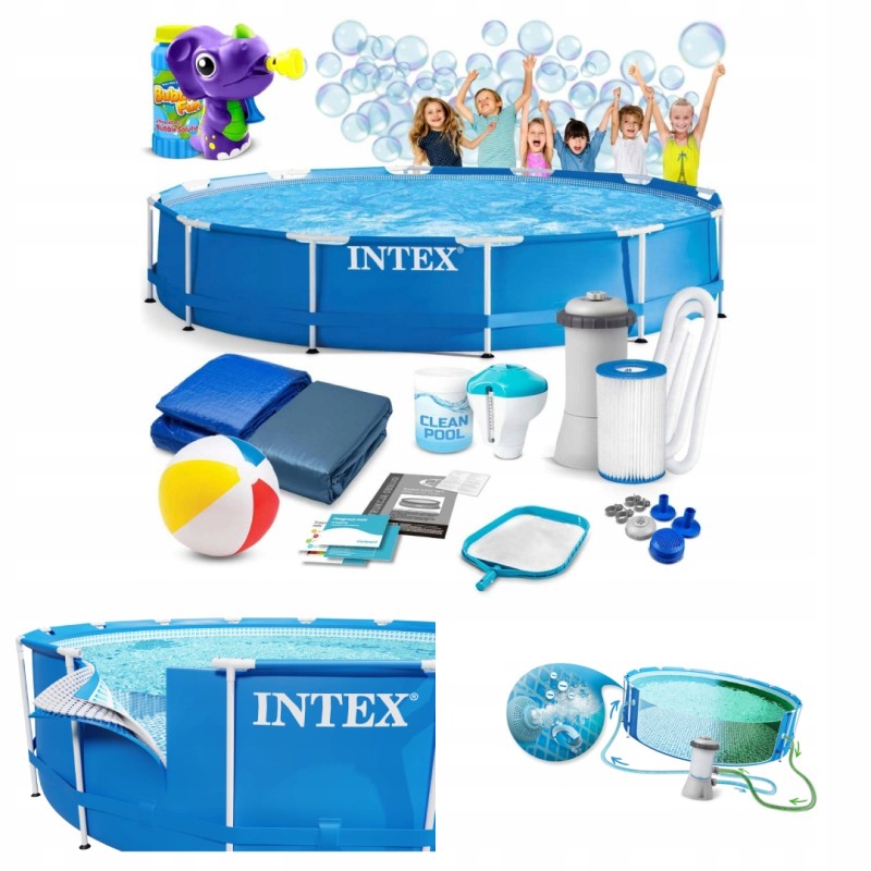 Sodo baseino baseinas 366 x 76 cm 16in1 intex 28212 burbulų mašina