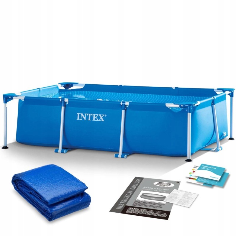Plieninis sodo baseinas 220 x 150 x 60 cm 2in1 rinkinys intex 28270