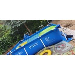 Plieninis sodo baseinas 220 x 150 x 60 cm 2in1 rinkinys intex 28270
