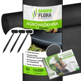 Juoda agrotekstilė piktžolėms 1,1x200m nuo piktžolių kilimėlis 50g + smeigtukai