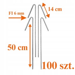 Plieniniai kaiščių ankeriai montuoti geotinkles, geotinkles, 50 cm, skersmuo 6 mm, 100 vnt.