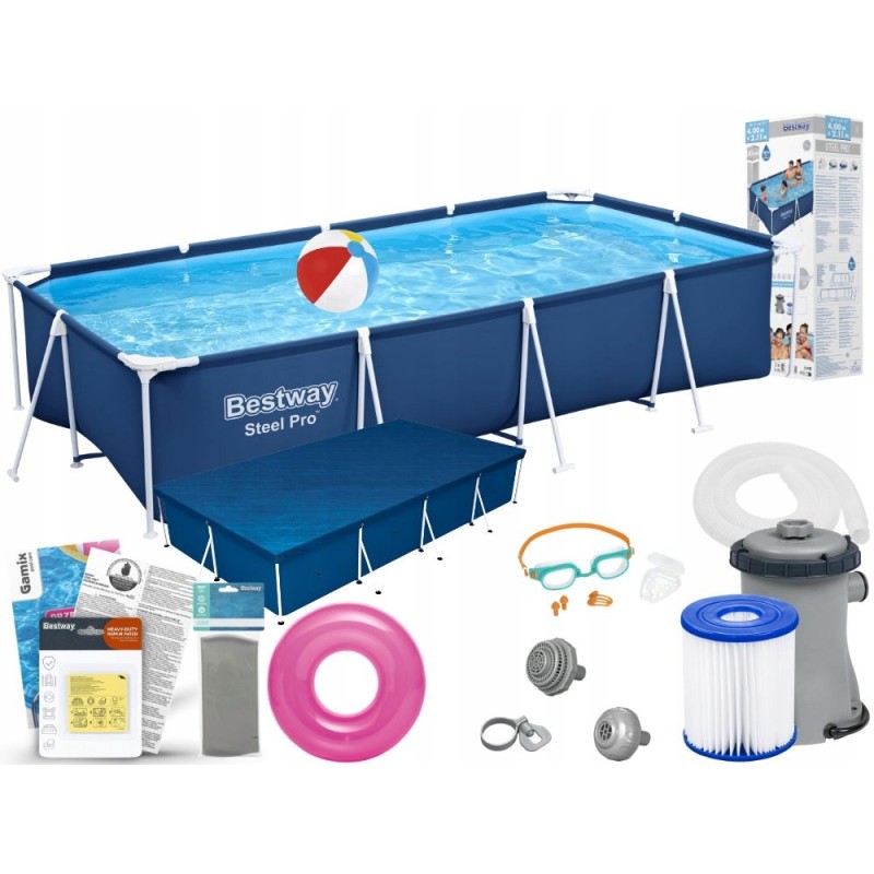 Plieninis sodo baseinas 400x211x81 bestway 56424 rinkinys 13in1 modelis 2024