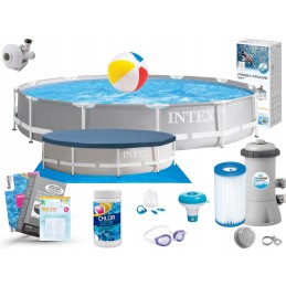 Intex rėmo sodo baseinas 366x76 su siurbliu 26712 15in1 vandens zona