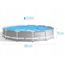 Intex rėmo sodo baseinas 366x76 su siurbliu 26712 15in1 vandens zona
