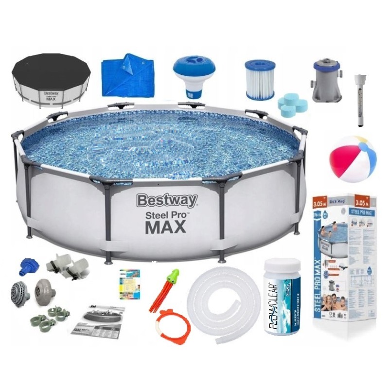 Vip sustiprinto plieno karkaso baseinas 305x76cm 19in1 2022m