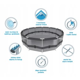 Vip sustiprinto plieno karkaso baseinas 305x76cm 19in1 2022m