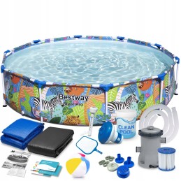 Sodo baseino rėmas su pompa 305 x 66 cm rinkinys 17in1 bestway džiunglės