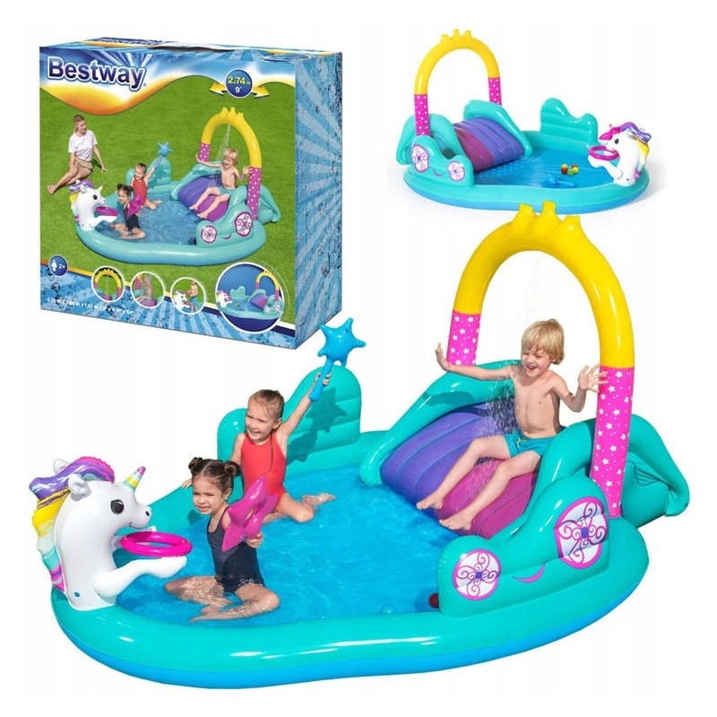 Bestway baseino žaidimų aikštelė vienaragis čiuožykla 53097