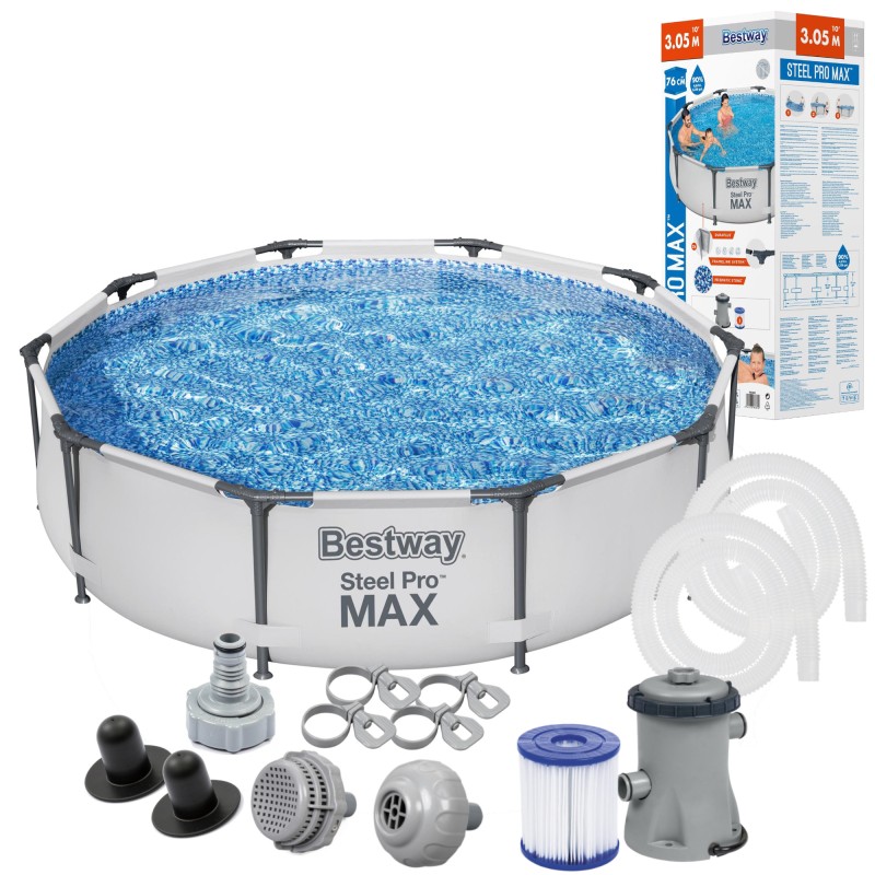 Sodo baseino 305x76 siurblio filtro bestway rėmo rinkinys max šeima