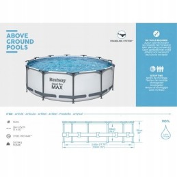 Rėmas sodo baseinas 366 x 76 cm, 8-in-1 komplektas