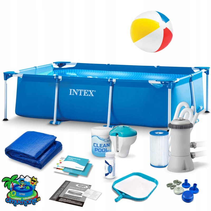 Plieninis sodo baseinas 220 x 150 x 60 cm rinkinys 15 in 1 intex 28270