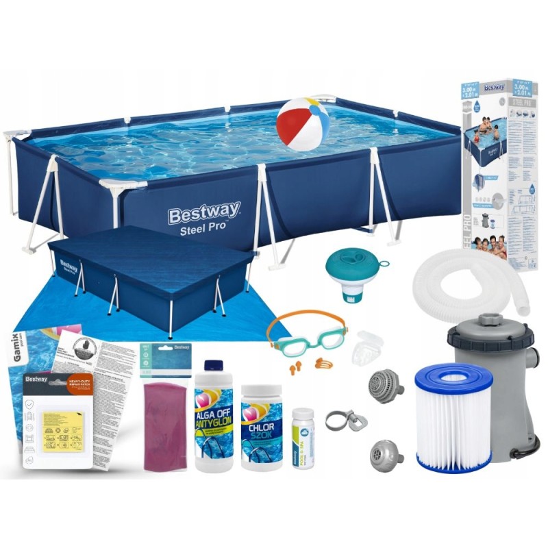 Plieninis sodo baseinas 300x201x66 bestway 56411 rinkinys 17in1 modelis 2024 m.