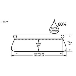 Bestway 57274 greitas išsiplėtimo baseinas su filtro siurbliu 3 66m x 0,76m