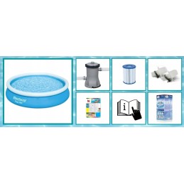 Bestway išsiplėtimo baseinas 366x76cm, 13 viename filtro siurblys