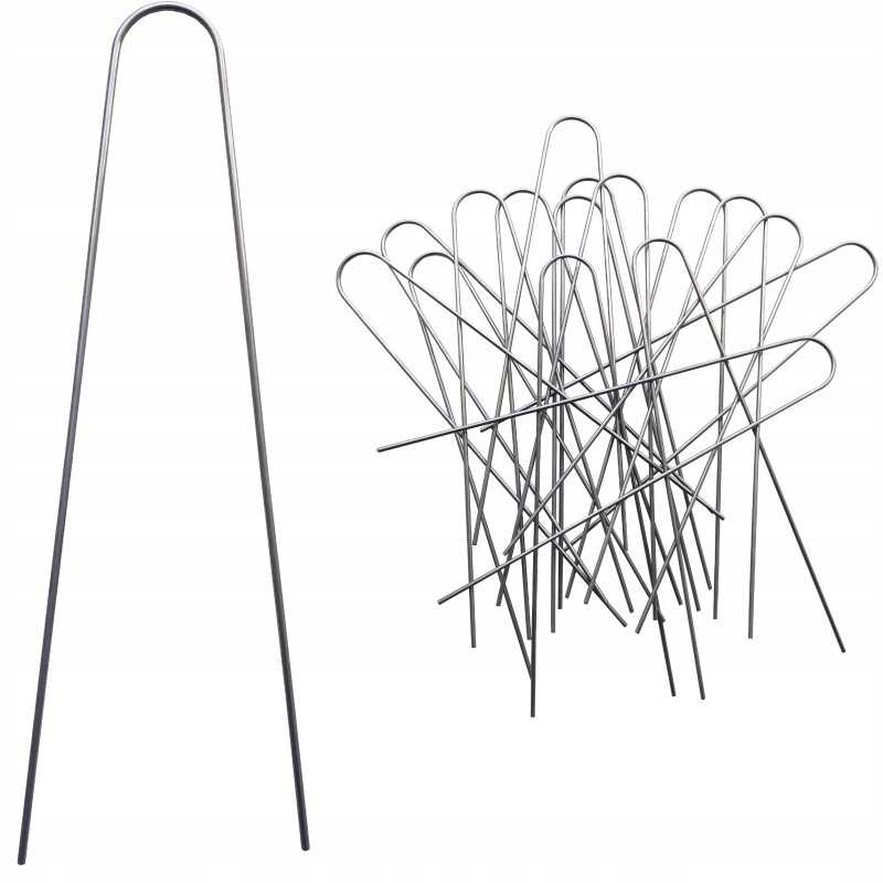 Metaliniai smeigtukai įvairių tipų agrotekstilei, agrotekstilei ir geotekstilei tvirtinti prie žemės, taip pat smeigtukai kurmių