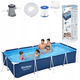 Didelis stačiakampio rėmo baseino bestway rinkinys 400 x 211 cm 8in1 56424