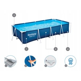 Didelis stačiakampio rėmo baseino bestway rinkinys 400 x 211 cm 8in1 56424