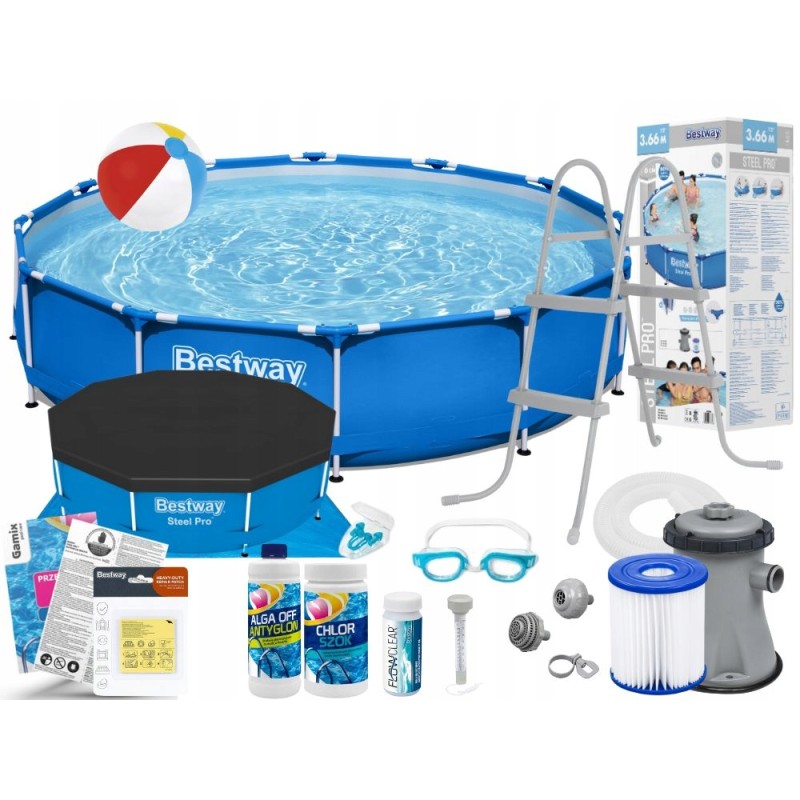 Plieninis sodo baseinas 366x76 bestway 56681 komplektas 17in1