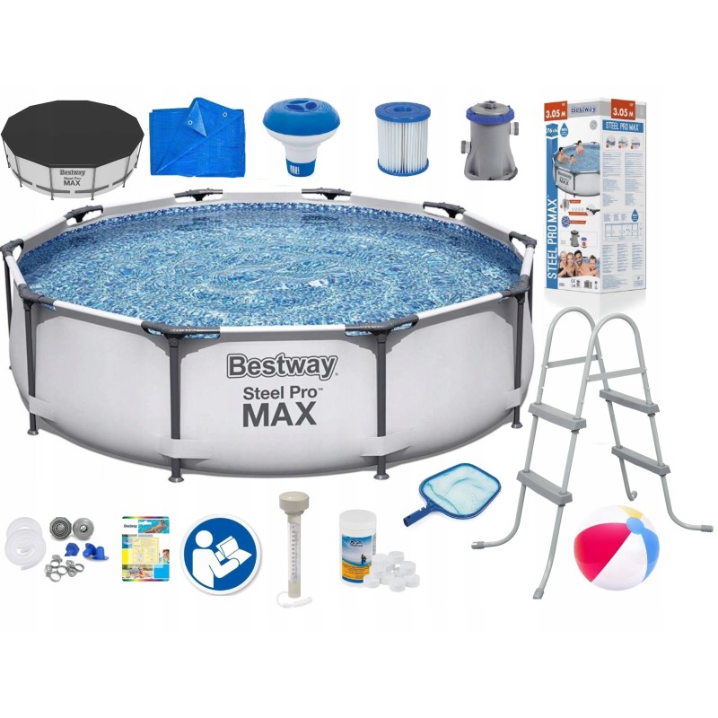 Bestway 366 366x76 baseinas, karkasinės kopėčios 21 viename