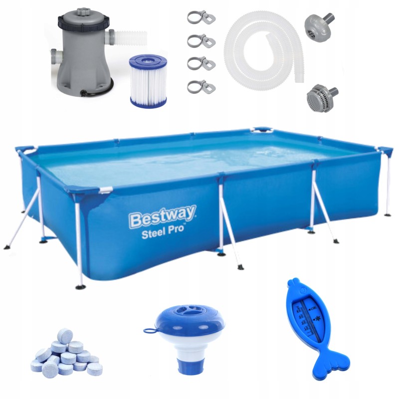 Rėmo baseinas 300x201x66 bestway rinkinys xxl