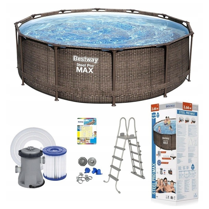 Plieninis sodo baseinas 366x100 cm plieno pro max 56709