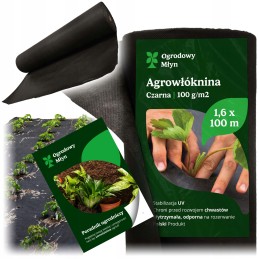 Juoda agrotekstilė akmens žievei, lengvai montuojama, patvari, 100g, 1,6 x 100 m
