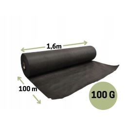 Juoda agrotekstilė akmens žievei, lengvai montuojama, patvari, 100g, 1,6 x 100 m