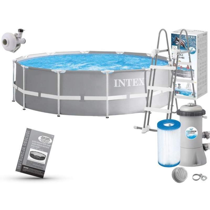 Plieninis sodo baseinas 366x99 su intex 26716 siurbliu, modelis 2024