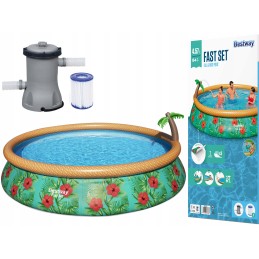 Bestway išsiplėtimo baseino didelis 457 x 84 cm 15 pėdų dušo siurblys