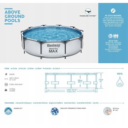 Bestway plieno pro max sodo baseinas 305 x 76 cm