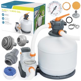 Smilšu sūknis peldbaseiniem, filtrs 11355l h, bestway 58486, taimeris, dozators