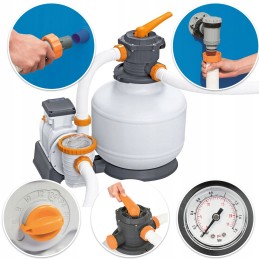 Smilšu sūknis peldbaseiniem, filtrs 11355l h, bestway 58486, taimeris, dozators
