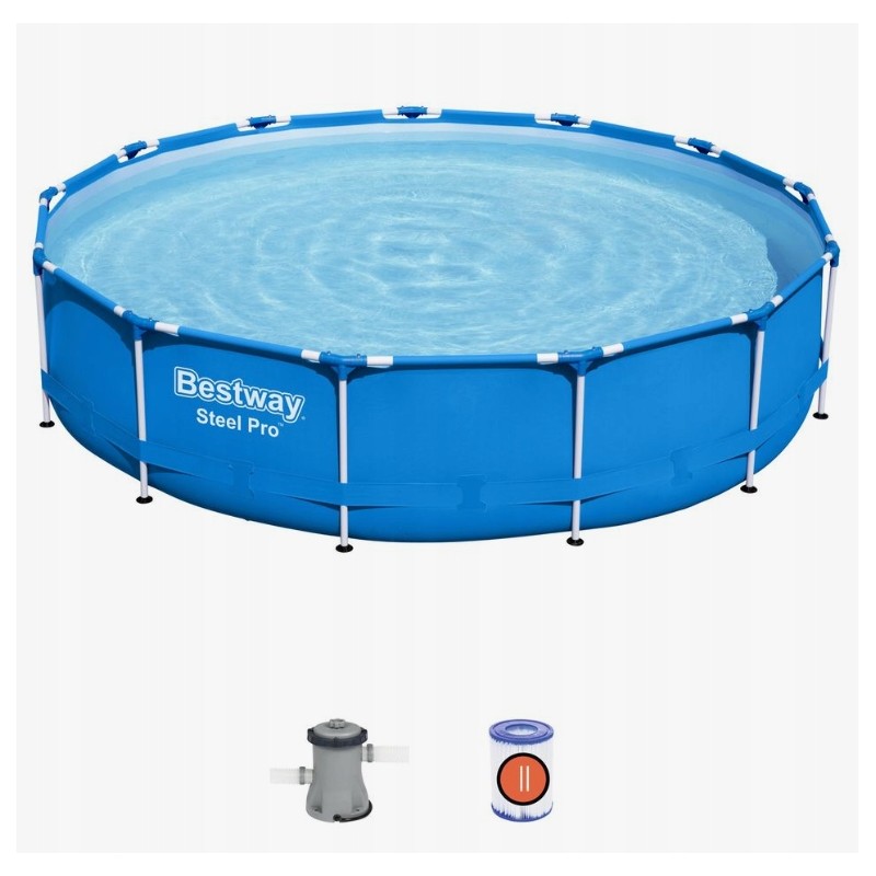 Liela rāmja baseins 396x84cm 8680l bestway sūkņu saime tērauda pro