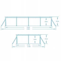 Saugus stačiakampio plieno karkaso sodo baseinas