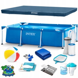 Plieninis sodo baseinas 300 x 200 x 75 cm rinkinys 15 in 1 intex 28272