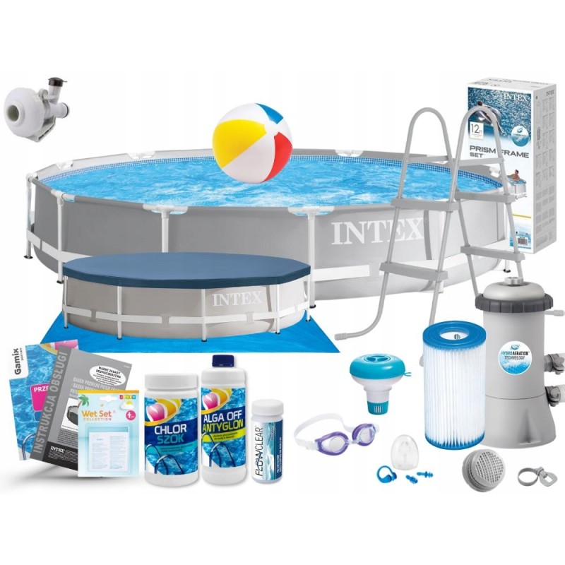 Intex rėmo sodo baseinas 366x76 cm intex 26712 pilnos kopėčios