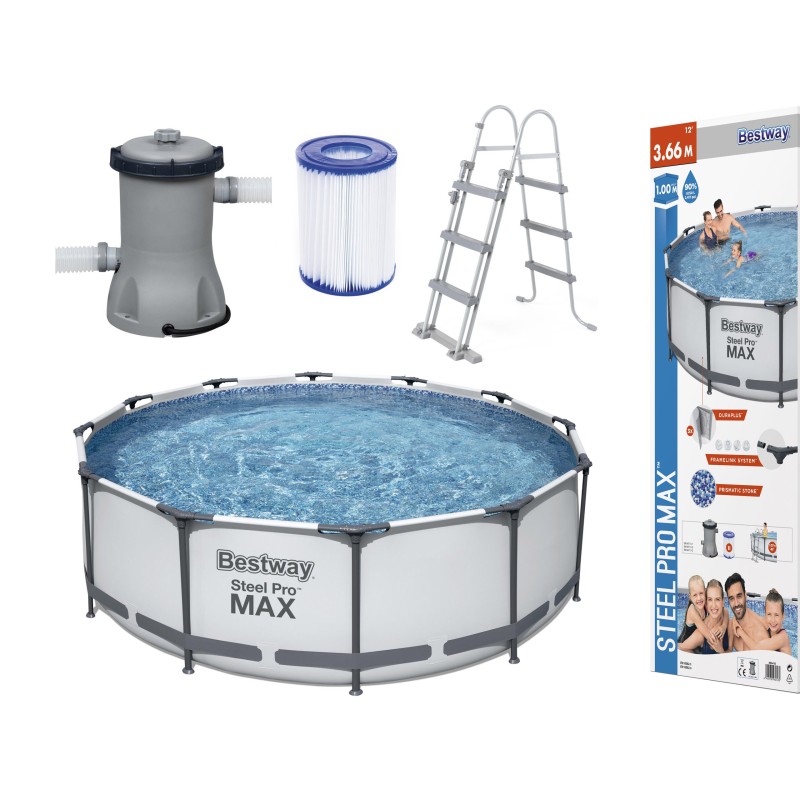 Sodo baseinas ant rėmo 366 100 cm 12 pėdų siurblio filtro kopėčios bestway