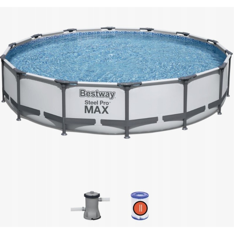 Didelio plieninio baseino plieno pro max 427x84cm 10220l bestway siurblys