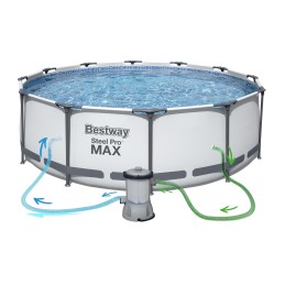 Didelio plieninio baseino plieno pro max 427x84cm 10220l bestway siurblys