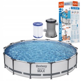 Didelio plieninio baseino plieno pro max 427x84cm 10220l bestway siurblys